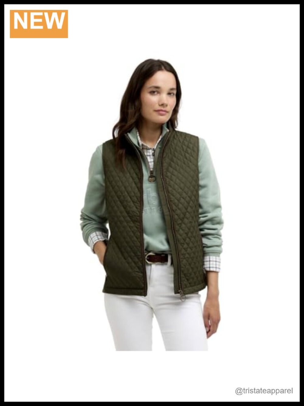 Quilted Sleeveless Gilet with Stretch Rib Side Panels, Zip Closure